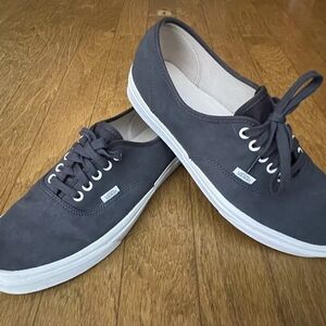 VANS Pewter Grey Leather Lace Up Sneakers Mens 11